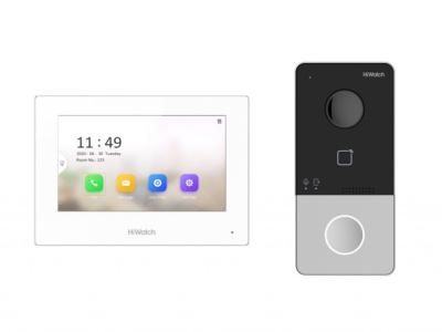 Комплект IP видеодомофона HiWatch DS-D100IKWF(B)