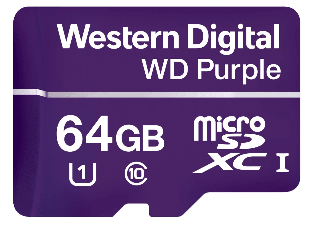 Карта памяти 64Гб WD Purple (WDD064G1P0A) Детальное изображение товара "Карта памяти 64Гб WD Purple (WDD064G1P0A)" из каталога оборудования для видеонаблюдения
