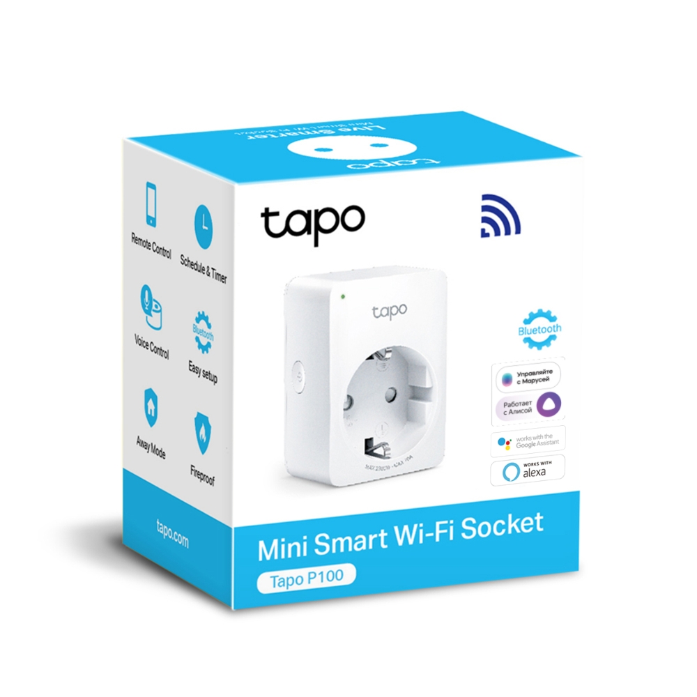 Детальное изображение товара "Умная мини Wi-Fi розетка TP-LINK Tapo P100" из каталога оборудования для видеонаблюдения