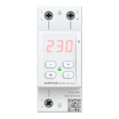 Реле напряжения Welrok D2-63 red