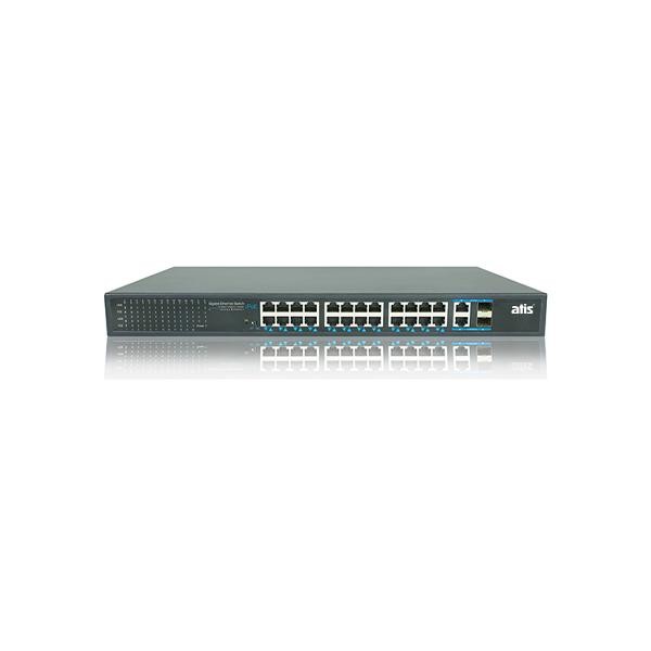 PoE коммутатор 28 портов ATIS PoE-10026-24P-2S Детальное изображение товара "PoE коммутатор 28 портов ATIS PoE-10026-24P-2S" из каталога оборудования для видеонаблюдения